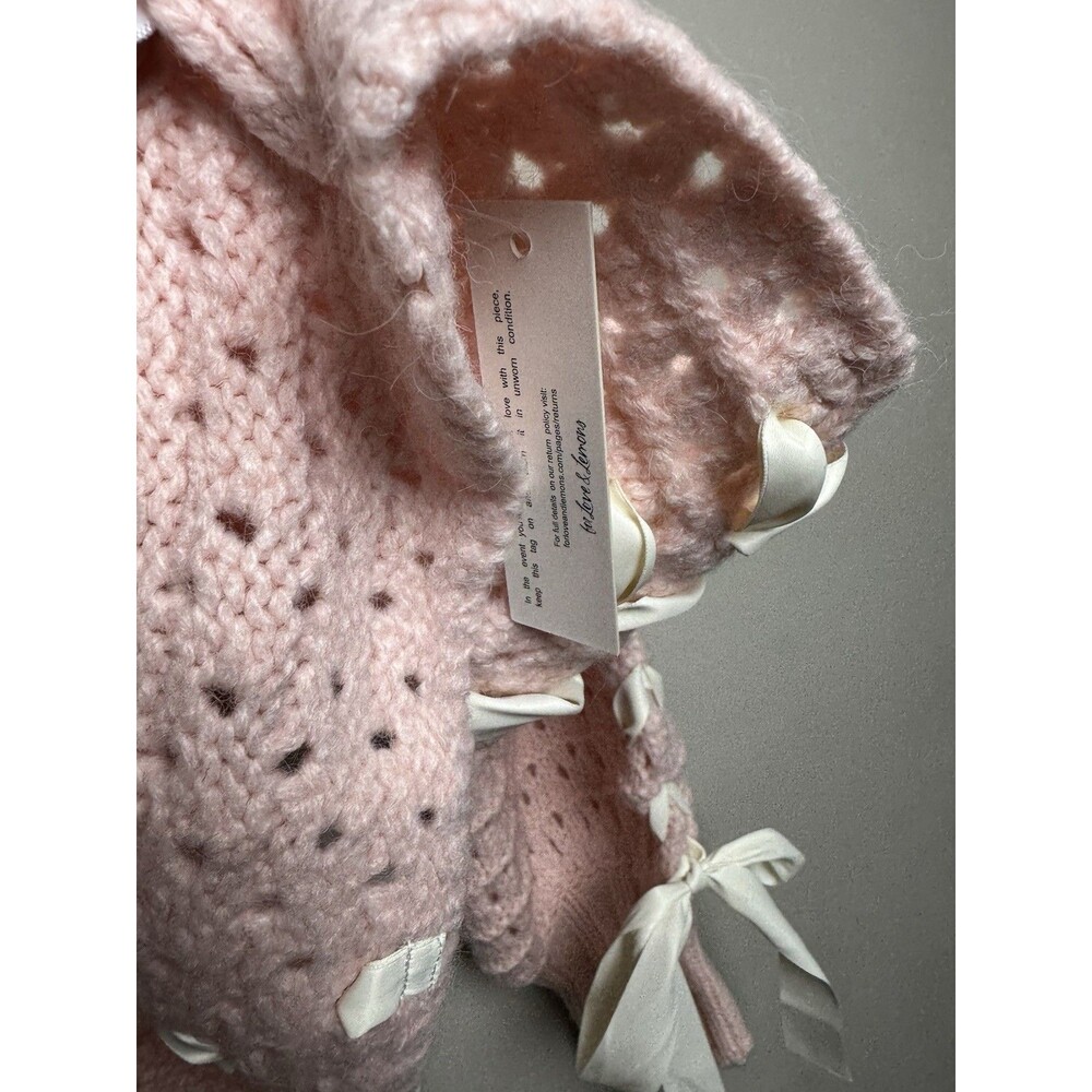 For Love & Lemons Womens Liberty Oversized Sweater Size XS Pink Ribbon Stiched - Picture 8 of 8